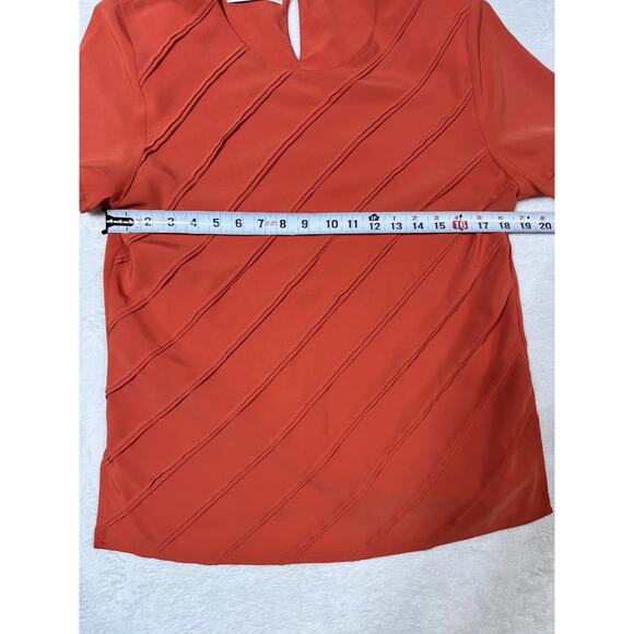 Jacques Vert Burnt Orange Geometric Short Sleeve Top Size Med Luxe Fall2025 - Picture 5 of 6